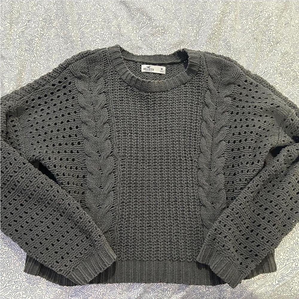 Hollister Charcoal Cable Knit Sweater